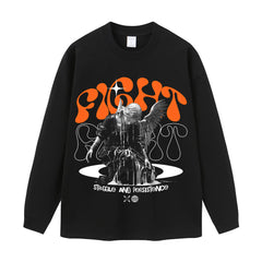 Streetwear-Style Print Long Sleeve Tee