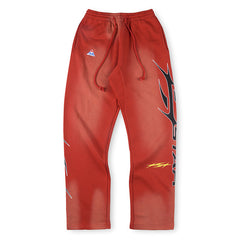 Gradient Flame Logo Sports Red Pants