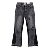 Flared Patchwork Denim Jeans