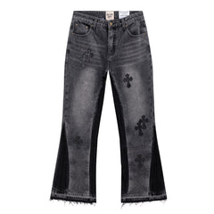 Flared Patchwork Denim Jeans