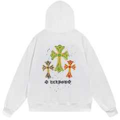 Letter Cross Pattern Hoodie #W28