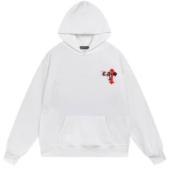 Letter Cross Pattern Hoodie #B105