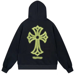 Letter Cross Pattern Hoodie #W20