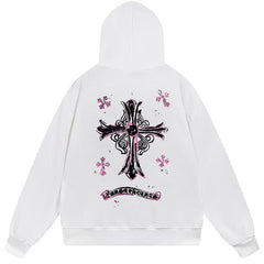 Letter Cross Pattern Hoodie #W19