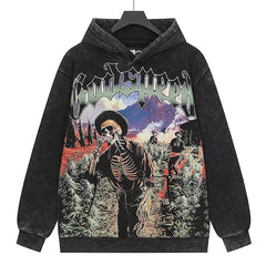Skull Pattern Printed Hoodie