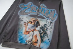 Grey Rhinestone Hoodie