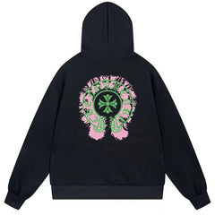 Letter Cross Pattern Hoodie #B37