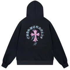 Letter Cross Pattern Hoodie #B50