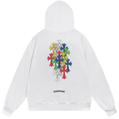 Letter Cross Pattern Hoodie #W23