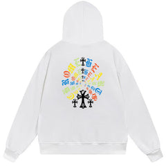 Letter Cross Pattern Hoodie #B15