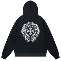 Letter Cross Pattern Hoodie #W22