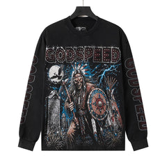 Rhinestone Letter Graphic Long Sleeve T-Shirt #G61107