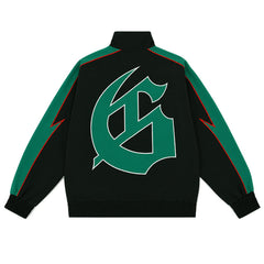 Letter Embroidered Zipper Jacket #6071