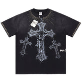 Letter Print Washed Distressed Tee