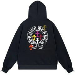 Letter Cross Pattern Hoodie #B36
