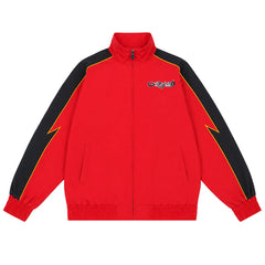 Letter Embroidered Zipper Jacket #6071