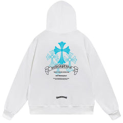Letter Cross Pattern Hoodie #W16