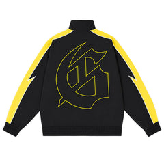Letter Embroidered Zipper Jacket #6071