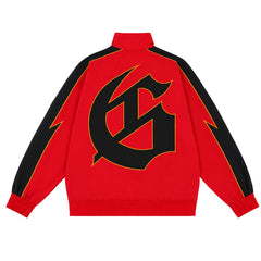Letter Embroidered Zipper Jacket #6071