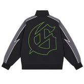 Letter Embroidered Zipper Jacket #6071