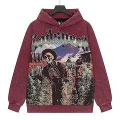 Skull Pattern Printed Hoodie