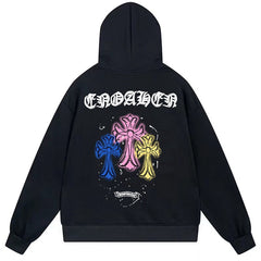 Letter Cross Pattern Hoodie #W18