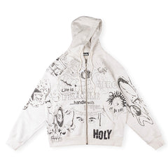 Graphic-Print Zip-Up Hoodie