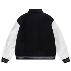 Bone Embroidered Baseball Jacket