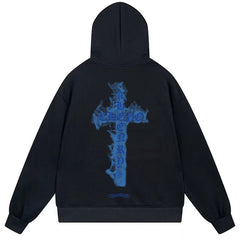 Letter Cross Pattern Hoodie #W11