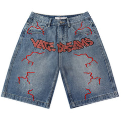 Letter Patterns Denim Shorts #8683