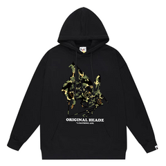 Ape Head Letter Pattern Print Hoodie