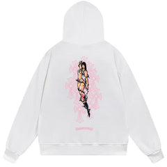 Letter Cross Pattern Hoodie #B08