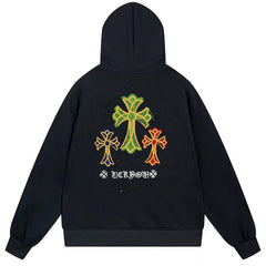 Letter Cross Pattern Hoodie #W28