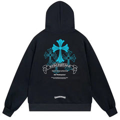Letter Cross Pattern Hoodie #W16