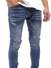 Full Rhinestone Blue Jeans