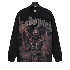Rhinestone Letter Graphic Long Sleeve T-Shirt #G61109