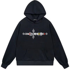 Letter Cross Pattern Hoodie #W02