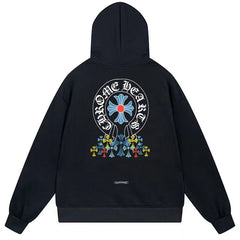 Letter Cross Pattern Hoodie #W13