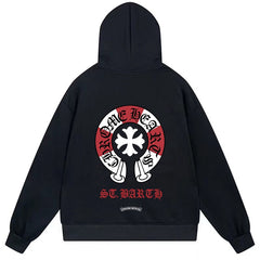 Letter Cross Pattern Hoodie #W33