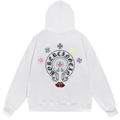 Letter Cross Pattern Hoodie #W15