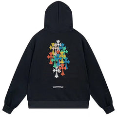 Letter Cross Pattern Hoodie #W23