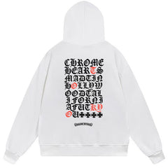 Letter Cross Pattern Hoodie #B16