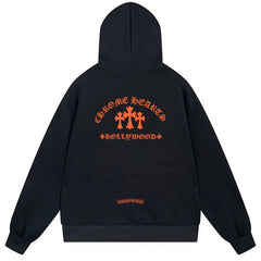 Letter Cross Pattern Hoodie #B11