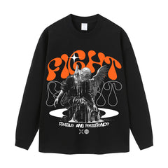 Streetwear-Style Print Long Sleeve Tee
