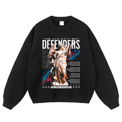 Streetwear-Style Print Crewneck Sweatshirts