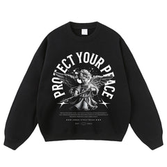 Streetwear-Style Print Crewneck Sweatshirts
