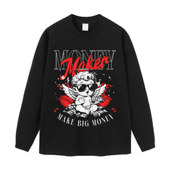 Streetwear-Style Print Long Sleeve Tee