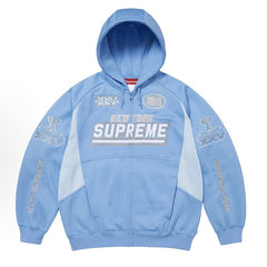 logo-patch zip-fastening hoodie