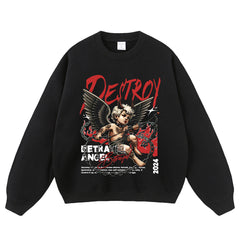 Streetwear-Style Print Crewneck Sweatshirts