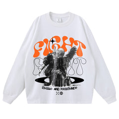 Streetwear-Style Print Long Sleeve Tee